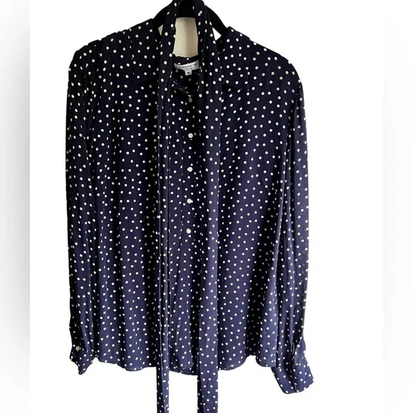 Emerson Fry Ribbons Blouse, Navy Dot - Picture 1 of 5